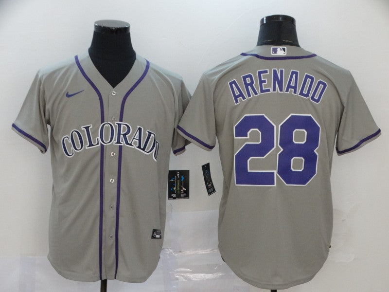 Men's Colorado Rockies Nolan Arenado #28 Gray Baseball Jersey